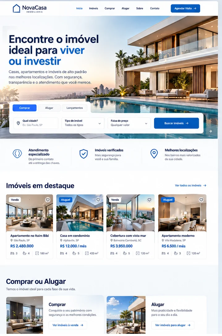 Exemplo visual de site: NovaCasa