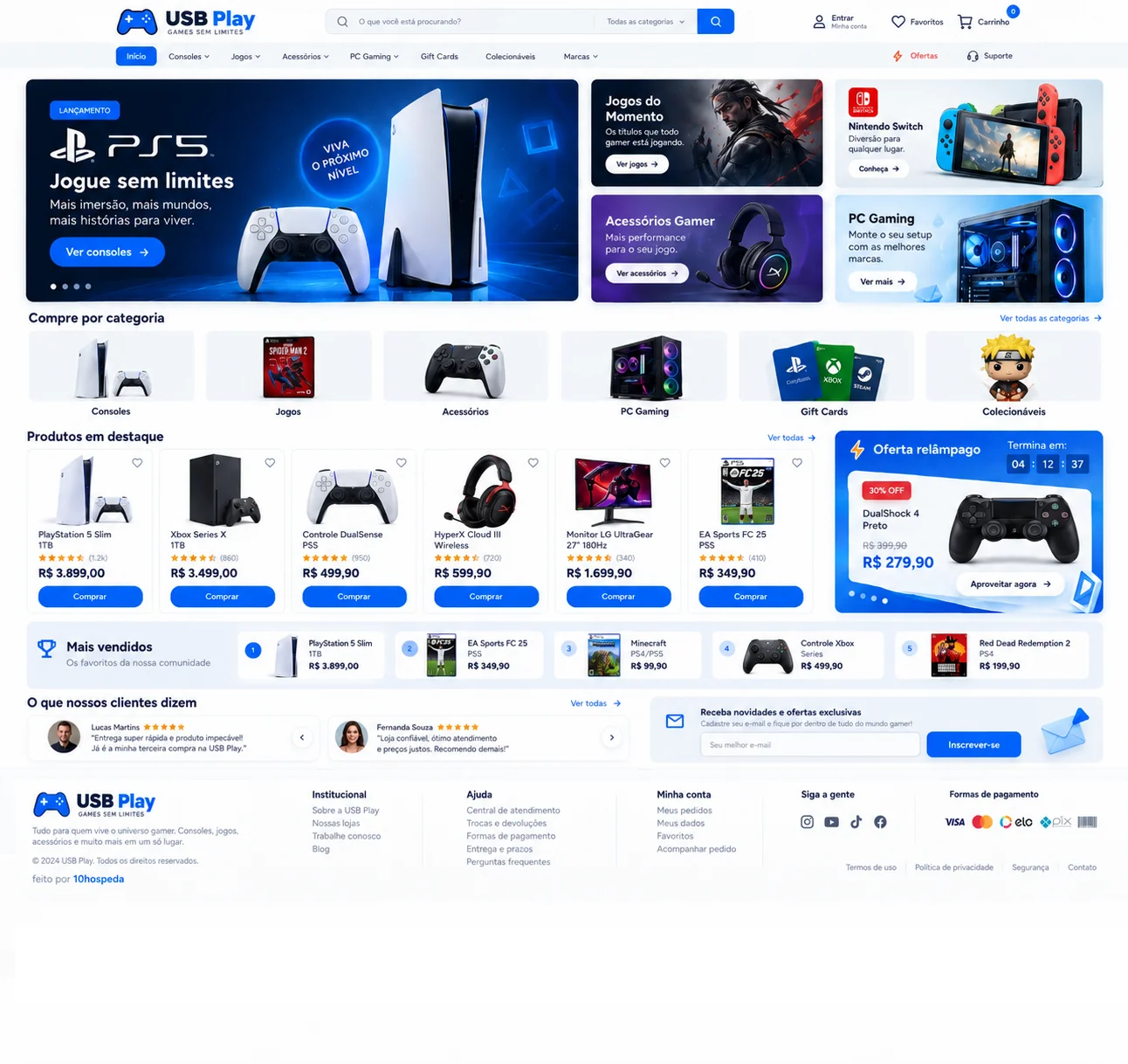Exemplo visual de site: USB Play
